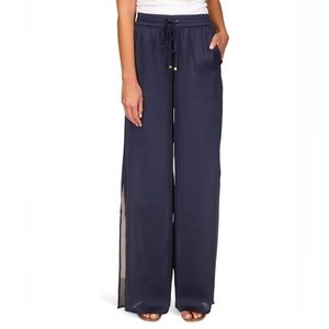 Michael Kors Women's Chain Print High Slit Pull on Pants. Midnight Blue, P/M